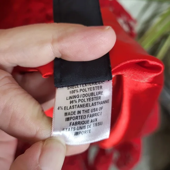 MILLY Kiss Red Lace Spaghetti Strap Slim Grace Dress With Flounce Hem - Picture 12 of 16